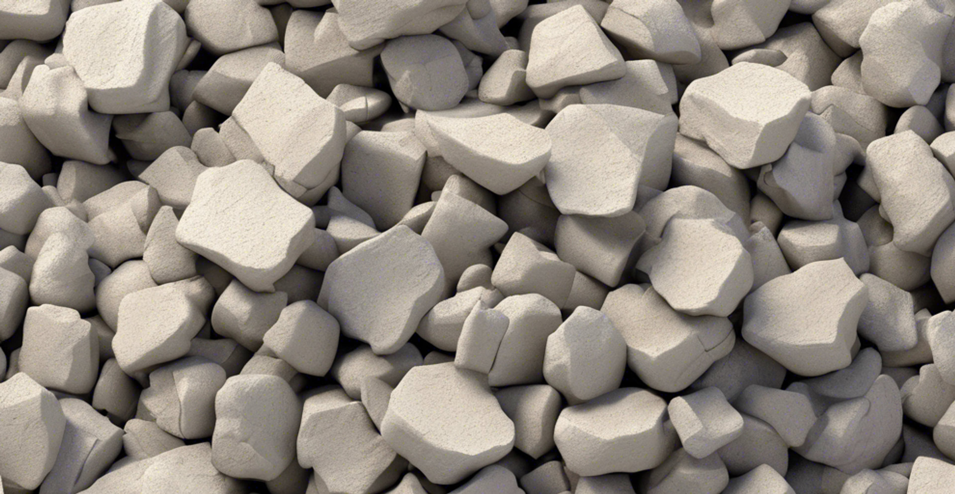 Pile of crushed limestone aggregates